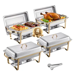 8 Qt 4 Pack Chafing Dish Buffet Set Stainless Steel