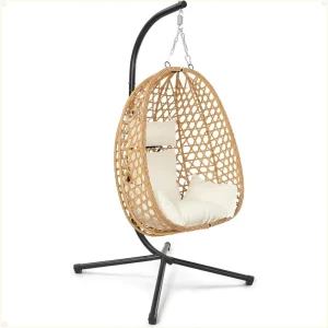 Egg-shaped hanging chair with frame