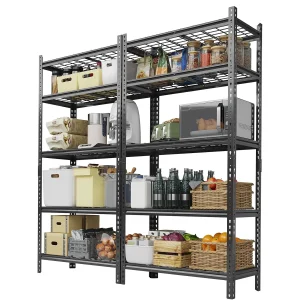 Metal Storage Shelving Unit, 5-Tier Adjustable Storage Rack Heavy Duty Garage Shelves, 2000 lbs for Kitchen Bathroom Warehouse